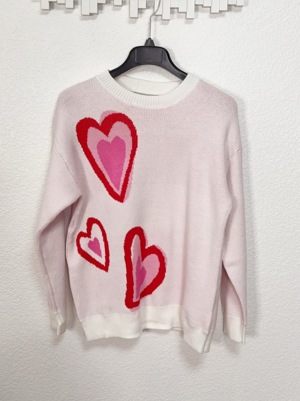 Miss Sparkling Pink Heart Graphic Lightweight Knit Sweater